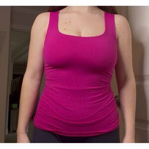 Zara Womens Magenta Pink Scoop Neck Tank Top Basic Stretch Layering Size S